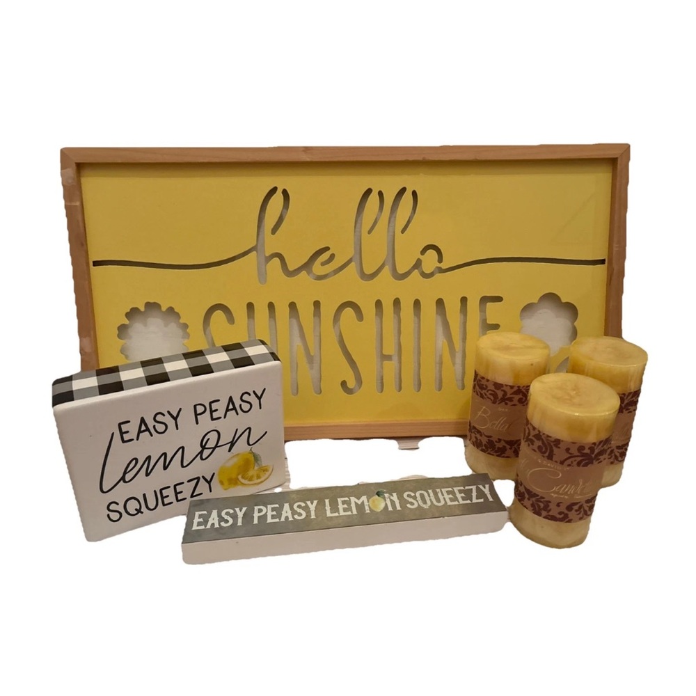 Yellow Lemons Sunshine Wall Art Decor Lot